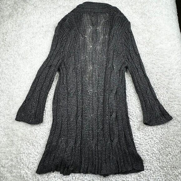 Eileen Fisher Gray Metallic Knit Cardigan Sweater - Picture 2 of 7